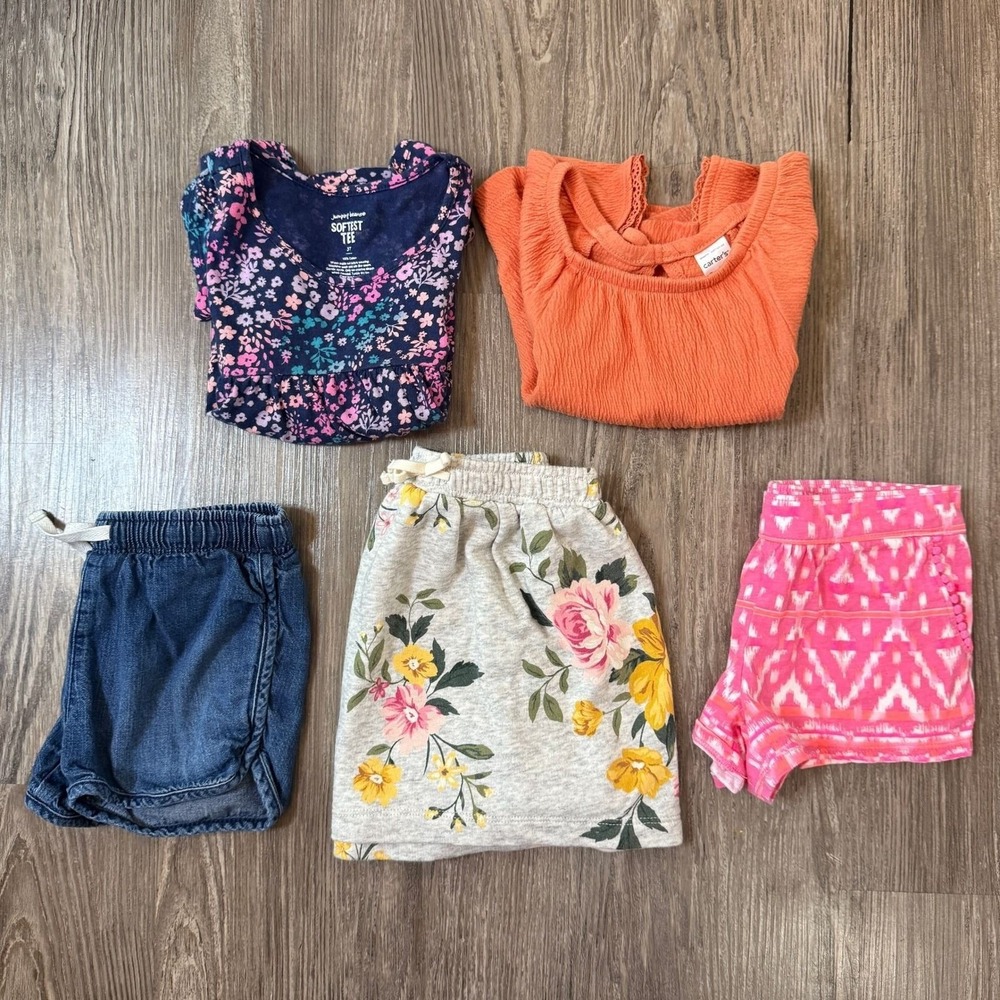 Toddler Girl Summer 5pc Bundle 3T Jumping Beans Carters Old Navy Bottoms Tops